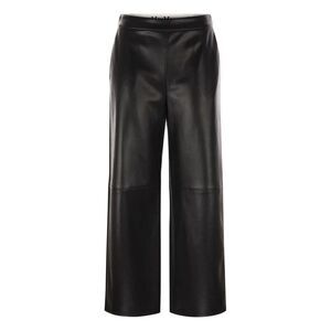 S MAX MARA Faux Leather Wide Leg Pants Women BLACK